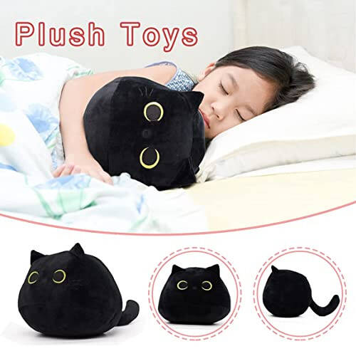 iBccly Black Cat Plush Toy: Soft, Stuffed Animal Pillow, Baby Sofa Decoration, Cat-shaped Design - 40