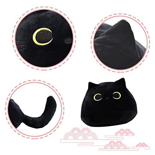 iBccly Black Cat Plush Toy: Soft, Stuffed Animal Pillow, Baby Sofa Decoration, Cat-shaped Design - 36