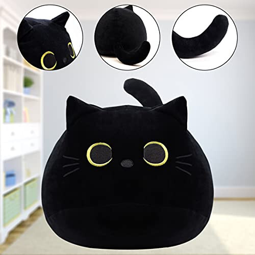 iBccly Black Cat Plush Toy: Soft, Stuffed Animal Pillow, Baby Sofa Decoration, Cat-shaped Design - 12