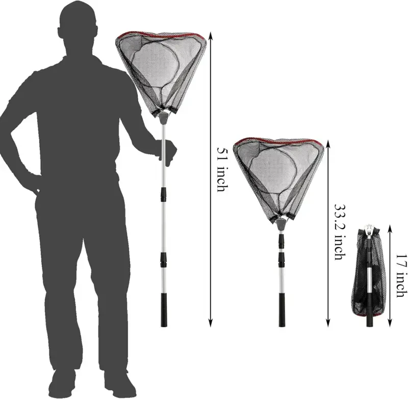 IBEEDOW Fishing Net Long Handle, Fish Landing Net with Telescopic Pole Handle, Collapsible Fishing Nets for Kids Adults in Saltwater Freshwater, Extend to 40-51 Inches - 7