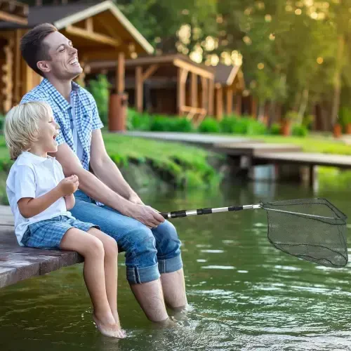 IBEEDOW Fishing Net Long Handle, Fish Landing Net with Telescopic Pole Handle, Collapsible Fishing Nets for Kids Adults in Saltwater Freshwater, Extend to 40-51 Inches - 8