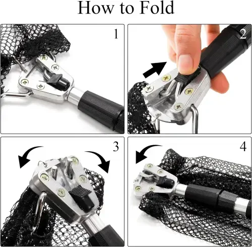 IBEEDOW Рыболовный Подсак с Длинной Ручкой, Подсачек для Рыбы с Телескопической Ручкой, Складные Рыболовные Сачки для Детей и Взрослых в Соленой и Пресной Воде, Удлиняется до 40-51 Дюймов - 6