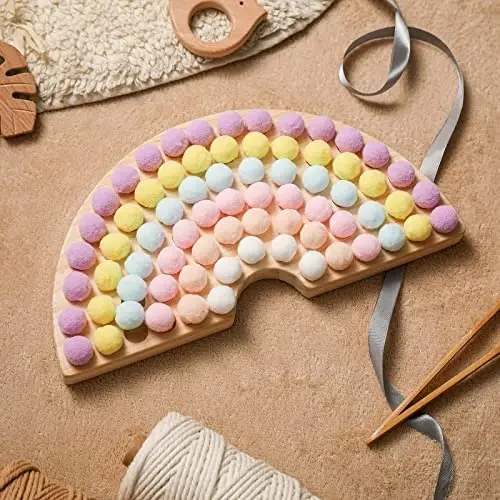 ibwaae Wooden Peg Board Beads Game Color Sorting Toys Counting Matching Game Bead Counting Fine Motor Skill Montessori Toys for Toddlers (Macaron Color) - 3