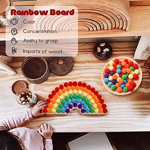 ibwaae Wooden Peg Board Beads Game Color Sorting Toys Counting Matching Game Bead Counting Fine Motor Skill Montessori Toys for Toddlers (Macaron Color) - 5
