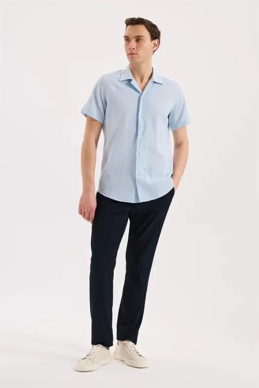 Ice Blue Comfort Fit Classic Collar Short Sleeve Shirt - 2