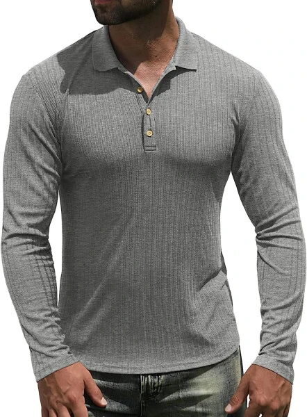 Iceglad Men's Polo Shirts long Sleeve Casual Slim Fit Shirts- - ICEGLAD