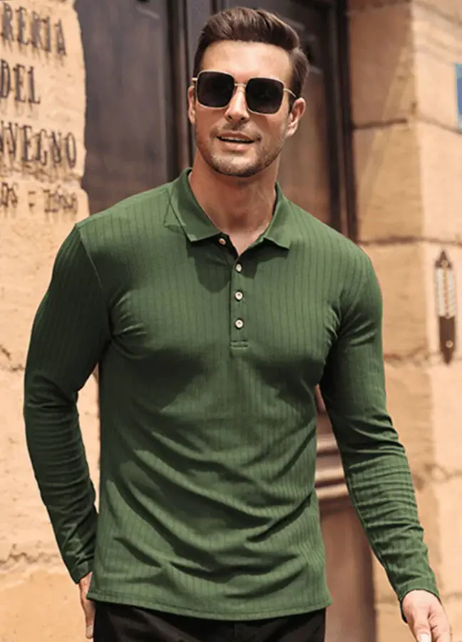 Iceglad Men's Polo Shirts long Sleeve Casual Slim Fit Shirts - 7