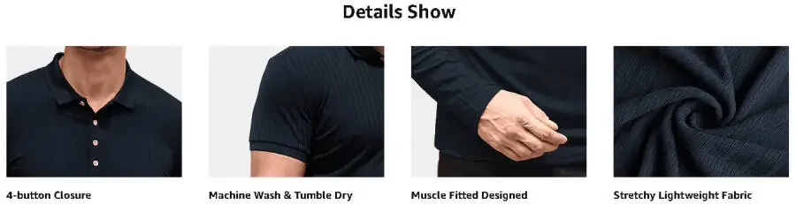 Iceglad Men's Polo Shirts long Sleeve Casual Slim Fit Shirts - 8