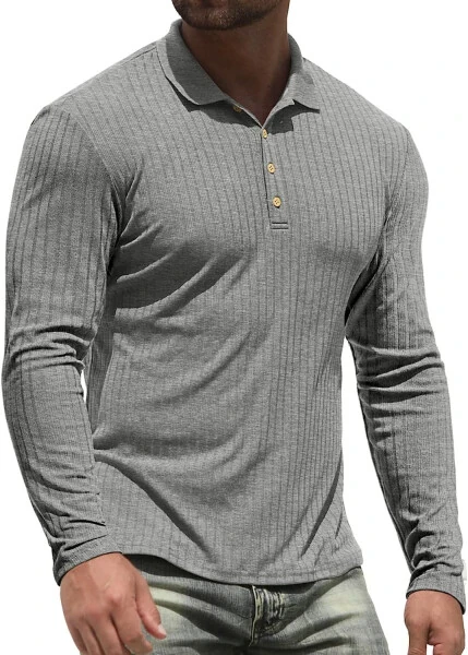 Iceglad Men's Polo Shirts long Sleeve Casual Slim Fit Shirts - 9