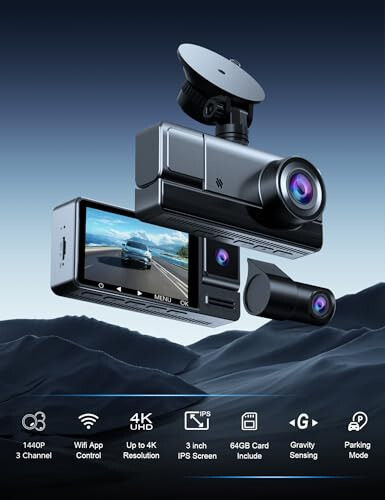 Icesky M4 Dash Cam Hardwire Kiti ve 64GB Kart Dahil - 7