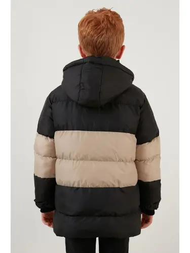 Ichki peluş astarlı, çıkariladigan kapüşonli shishirilgan kurtka 57611967-Qora - 5