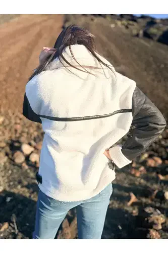 Ichki sun'iy mo'ynali sun'iy zamsh qisqa biker kurtka-QORA - ARV MODA FASHİON THAT İNSPİRES (1)