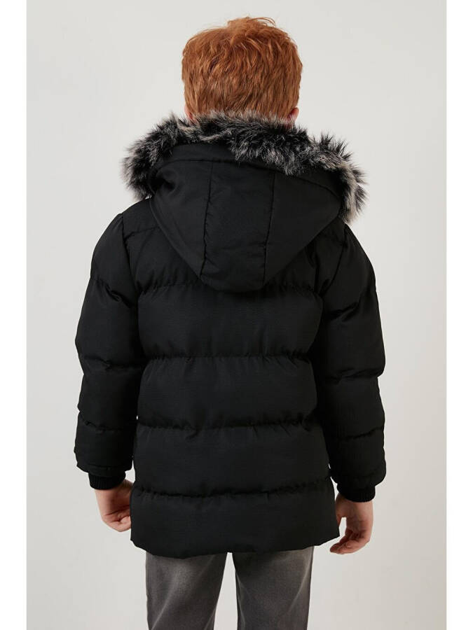 Siyah Peluş Astarlı Çıkarılabilir Kapüşonlu Suya Dayanıklı Şişme Mont 5760023-Siyah - 14