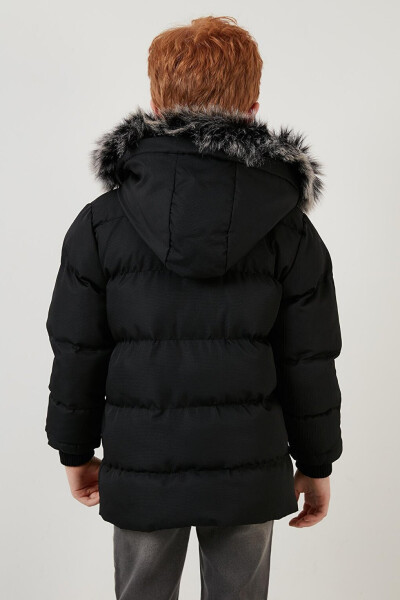 Siyah Peluş Astarlı Çıkarılabilir Kapüşonlu Suya Dayanıklı Şişme Mont 5760023-Siyah - 23