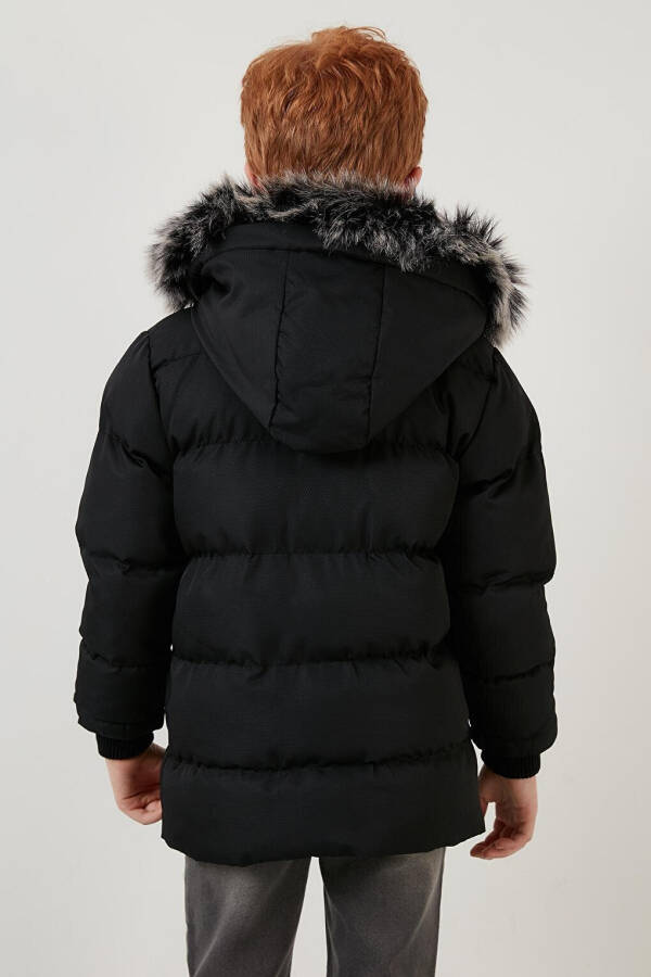 Siyah Peluş Astarlı Çıkarılabilir Kapüşonlu Suya Dayanıklı Şişme Mont 5760023-Siyah - 23