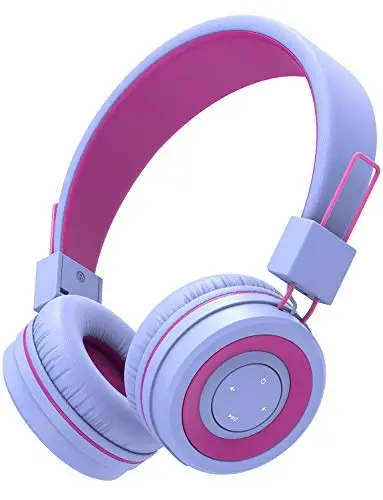 iClever BTH02 Kids Bluetooth Eshitish vositasi, 93H ijro vaqti, TypeC tez zaryadlash, buklanadigan, sozlanishi bosh bandi, Bluetooth 5.4, mikrofonli simsiz bolalar uchun quloqchinlar iPad/planshet/maktab/sayohat, binafsha 
