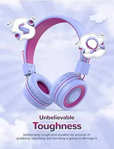 iClever BTH02 Kids Bluetooth Headphones, 93H Playtime, TypeC Fast Charging, Foldable, Adjustable Headband, Bluetooth 5.4, Kids Wireless Headphones with Microphone for IPad/Tablet/School/Travel, Purple - 4