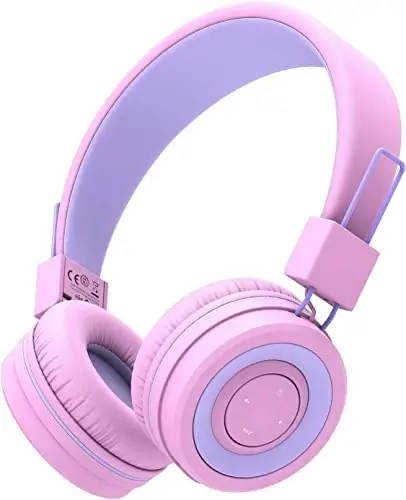 iClever BTH02 Kids Bluetooth naushniklari, 93 soatlik tinglash vaqti, yengil, buklanadigan, teksturali ovoz, Type C tez zaryadlash, Bluetooth 5.4, IPad planshet maktabi uchun mikrofonli simsiz bolalar naushniklari, pushti - 1