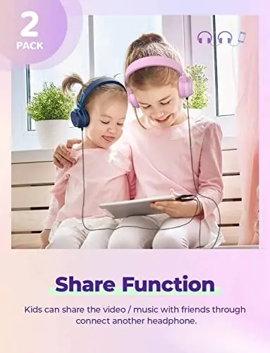 iClever BTH03 Kids Bluetooth Eshitish vositalari, Rangli LED chiroqlar, 35 soatlik musiqa, Bluetooth 5.4, Type C tez zaryadlash, Stereo Sound Mic, iPad samolyoti uchun quloqchinli simsiz bolalar eshitish vositalari (Moviy va Pushti, 2 dona) - 3