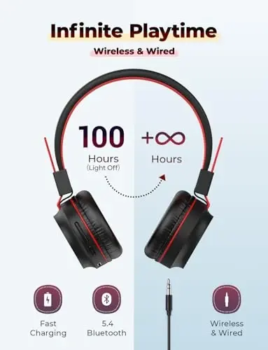 iClever BTH03 Kids Bluetooth Naushniklar, Rangli LED Chiroqlar, 35 Soat Ijro Euvlati, Bluetooth 5.4, C Turi Tez Zaryadlash, Xavfsiz Tovush, Stereo Ovozli Mikrofon, iPad Samolyoti uchun Quloqqa Ta’qiladigan Bolalar Simsiz Naushniklari (Soyali) - 6