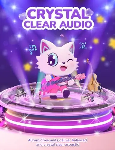 iClever Kids Bluetooth Headphones, Light Up Cat Ear,60H Playtime, USB C Fast Charging, Safe Volume 74/85dBA, Bluetooth 5.3,Toddler Headphones Wireless for iPad Tablets Travel,Meow Cookies-Peach Pink - 6