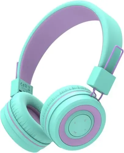 iClever Kids Bluetooth Headphones, BTH02 93H Playtime Type C Fast Charging, Bluetooth 5.4, Adjustable Kids Headphones, Safe Volume 85 dBA, Foldable Kids Wireless Headphones with MIC for iPad, Green - 1