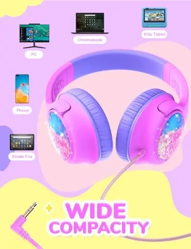 iClever Kids Headphones with Cord, 85dBA Safe Volume Wired Headphones for Kids, Stereo Sound Foldable Adjustable, 3.5mm Jack, Over Ear Child Headphone for School/Boys/Girls/iPad/Tablet/Travel - 6