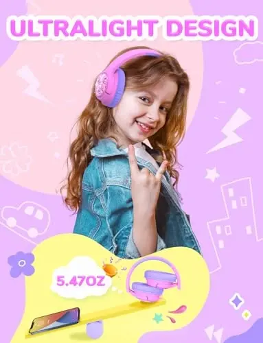 iClever Kids naushniklari simli, 85dBA xavfsiz ovozli simli naushniklar bolalar uchun, stereo ovozli buklanadigan sozlanishi, 3,5 mm uyasi, quloq ustidagi bolalar naushniklari maktab/o'g'il bolalar/qizlar/iPad/planshet/sayohat uchun - 4