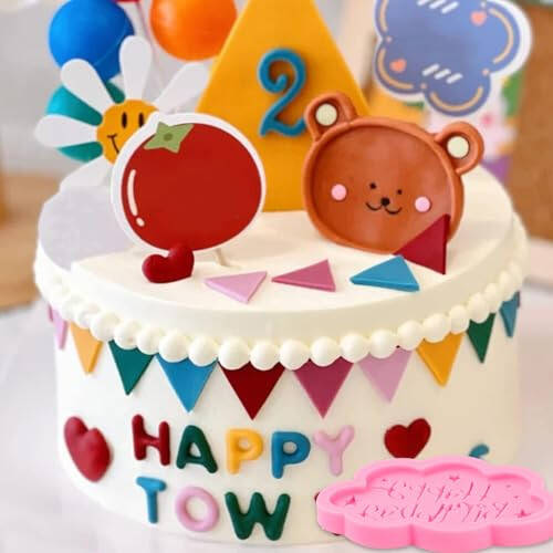 ICNYEKl Happy Birthday Chocolate Silicone Molds 6 Pcs,Letter Cake Decoration Fondant Mold,for Baby Showers,Birthday Party,Candy,Cookies,Marzipan,Gum,Butter,Dough,Epoxy Resin,Polymer Clay - 3