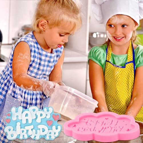 ICNYEKl Happy Birthday Chocolate Silicone Molds 6 Pcs,Letter Cake Decoration Fondant Mold,for Baby Showers,Birthday Party,Candy,Cookies,Marzipan,Gum,Butter,Dough,Epoxy Resin,Polymer Clay - 6