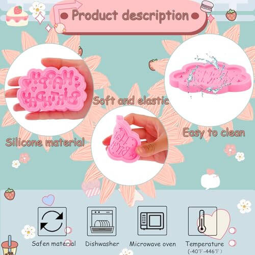 ICNYEKl Happy Birthday Chocolate Silicone Molds 6 Pcs,Letter Cake Decoration Fondant Mold,for Baby Showers,Birthday Party,Candy,Cookies,Marzipan,Gum,Butter,Dough,Epoxy Resin,Polymer Clay - 7
