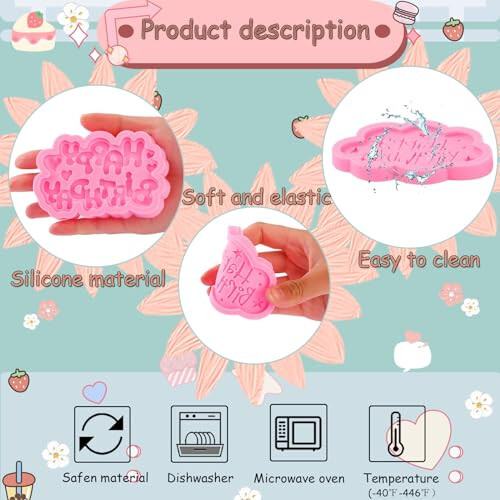 ICNYEKl Happy Birthday Chocolate Silicone Molds 6 Pcs, Letter Cake Decoration Fondant Mold, for Baby Showers, Birthday Party, Candy, Cookies, Marzipan, Gum, Butter, Dough, Epoxy Resin, Polymer Clay - 7