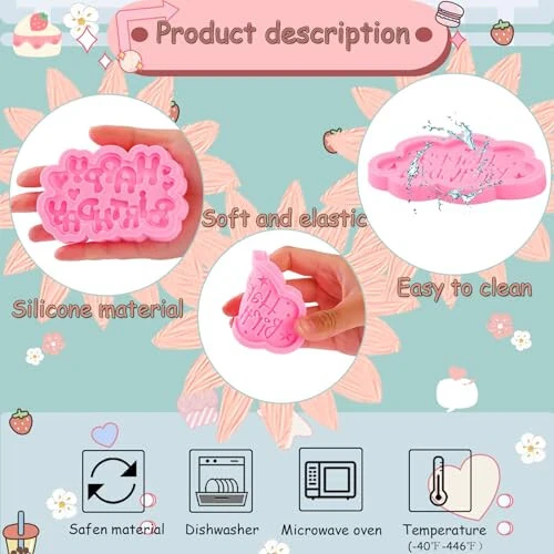 ICNYEKl Happy Birthday Chocolate Silicone Molds 6 Pcs, Letter Cake Decoration Fondant Mold, for Baby Showers, Birthday Party, Candy, Cookies, Marzipan, Gum, Butter, Dough, Epoxy Resin, Polymer Clay - 7