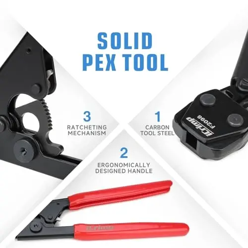 iCrimp 3/8 to 1 inch Cinch Clamp Crimping Tool Kit, With 1/2 inch Cinch Clamp Rings(20 Pack) and Brass Fittings(12 Pack), PEX Tubing Cutter - 1
