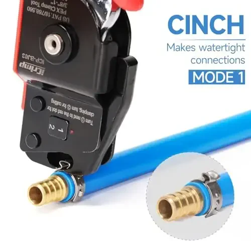 iCrimp ICP-BJ03 PEX Clamp Tool for Cinch and Removal of 3/8-in, 1/2-in, 3/4-in and 1-in PEX Clamp Rings, One-handed PEX Crimping Tool - 3