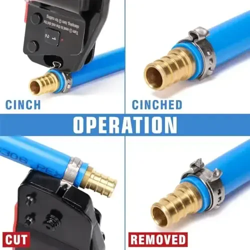 iCrimp ICP-BJ03 PEX Clamp Tool for Cinch and Removal of 3/8-in, 1/2-in, 3/4-in and 1-in PEX Clamp Rings, One-handed PEX Crimping Tool - 5