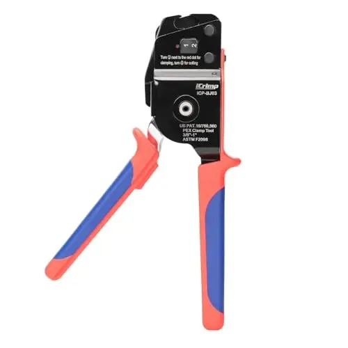 iCrimp ICP-BJ03 PEX Clamp Tool for Cinch and Removal of 3/8-in, 1/2-in, 3/4-in and 1-in PEX Clamp Rings, One-handed PEX Crimping Tool - 1