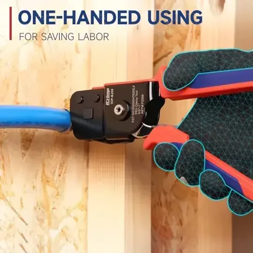 iCrimp ICP-BJ03 PEX Clamp Tool for Cinch and Removal of 3/8-in, 1/2-in, 3/4-in and 1-in PEX Clamp Rings, One-handed PEX Crimping Tool - 6