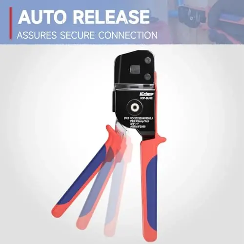 iCrimp KIT-BJ02 PEX Crimping Tool Kit with PEX Clamps, PEX Pipe Cutter, One-Handed PEX Clamp Tool for Cinching 3/8-in, 1/2-in, 3/4-in, 1-in PEX Clamp - 5