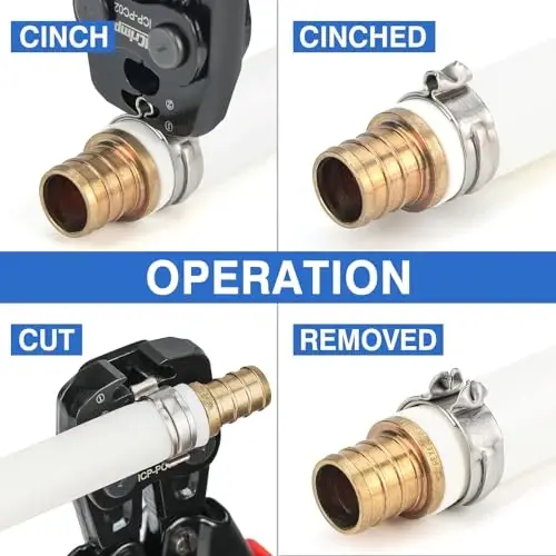 iCrimp PC-PC02KIT Комплект обжимного инструмента PEX с зажимами 1/2 дюйма (20 шт.) и 3/4 дюйма (10 шт.), труборез для PEX и автомобильный зажим Cinch и Removal 