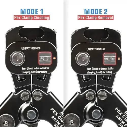 iCrimp PEX Clamp Tool PEX Fitting Kit for Cinch and Removal 3/8-in, 1/2-in, 3/4-in, 1-in PEX Clamps, c/w 1/2''(20 Pack) PEX Clamp Rings, Brass PEX Crimp Fittings(12 Pack), PEX Tubing Cutter - 5