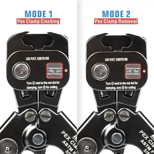 iCrimp PEX Clamp Tool PEX Fitting Kit for Cinch and Removal 3/8-in, 1/2-in, 3/4-in, 1-in PEX Clamps, c/w 1/2''(20 Pack) PEX Clamp Rings, Brass PEX Crimp Fittings(12 Pack), PEX Tubing Cutter - 5