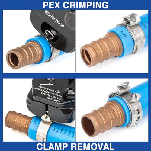 iCrimp PEX Kelepçe Araç Seti 3/8 inç, 1/2 inç, 3/4 inç, 1 inç PEX Kelepçe Sıkma ve Çıkarma, 1/2'' (20 Paket) ve 3/4'' (10 Paket) PEX Kelepçe Halkaları, PEX Boru Kesici ile - 6