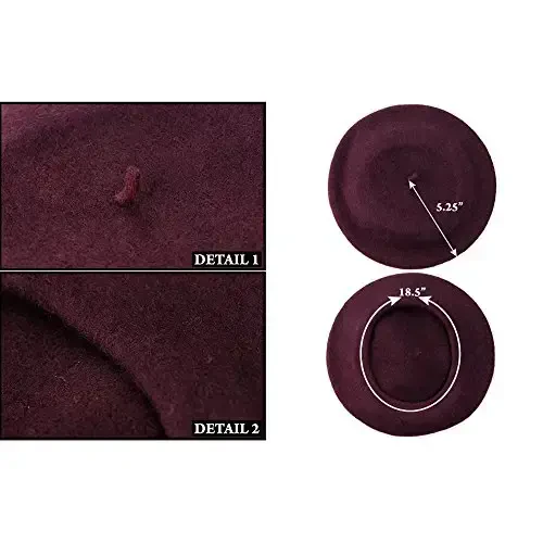 ICSTH French Beret - Wool Solid Color Womens Beanie Cap Hat - 2