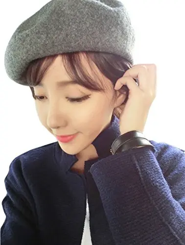 ICSTH French Beret - Wool Solid Color Womens Beanie Cap Hat - ICSTH