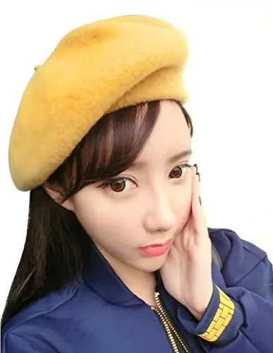 ICSTH French Beret - Wool Solid Color Womens Beanie Cap Hat - 1