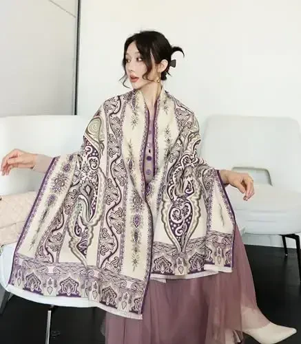 iCuviy Fashion Large Scarf Winter PasModazoneina Shawls & Wraps for Women Extra Soft CasModazoneere Feel Throw Womens Cold Scarfs - 4