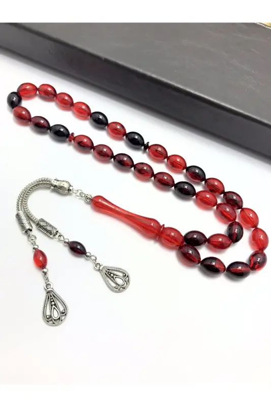 Idealist Gift, Gift Rosary for Idealist, Red Black Glare Wooden Box Rosary-red black - 2