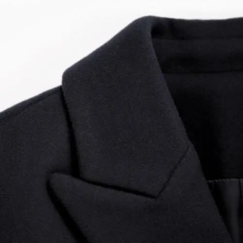 IDEALSANXUN Ayollar Kuz-Qish Jun Palto Ikki Qatorli Midi Peacoat Trenç Palto - 5