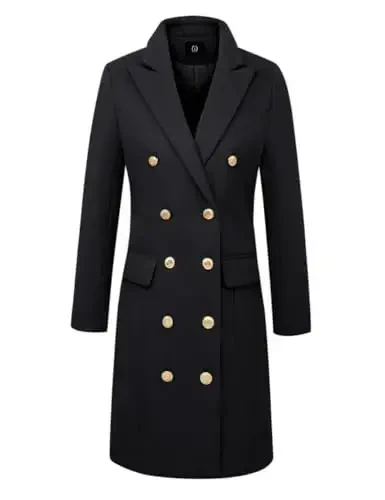 IDEALSANXUN Ayollar Kuz-Qish Jun Palto Ikki Qavatli Midi Peacoat Trench Palto - 3